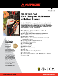 Thumbnail of document Data Sheet - ACD-14 TRMS-PLUS Dual Display Digital Clamp Multimeter